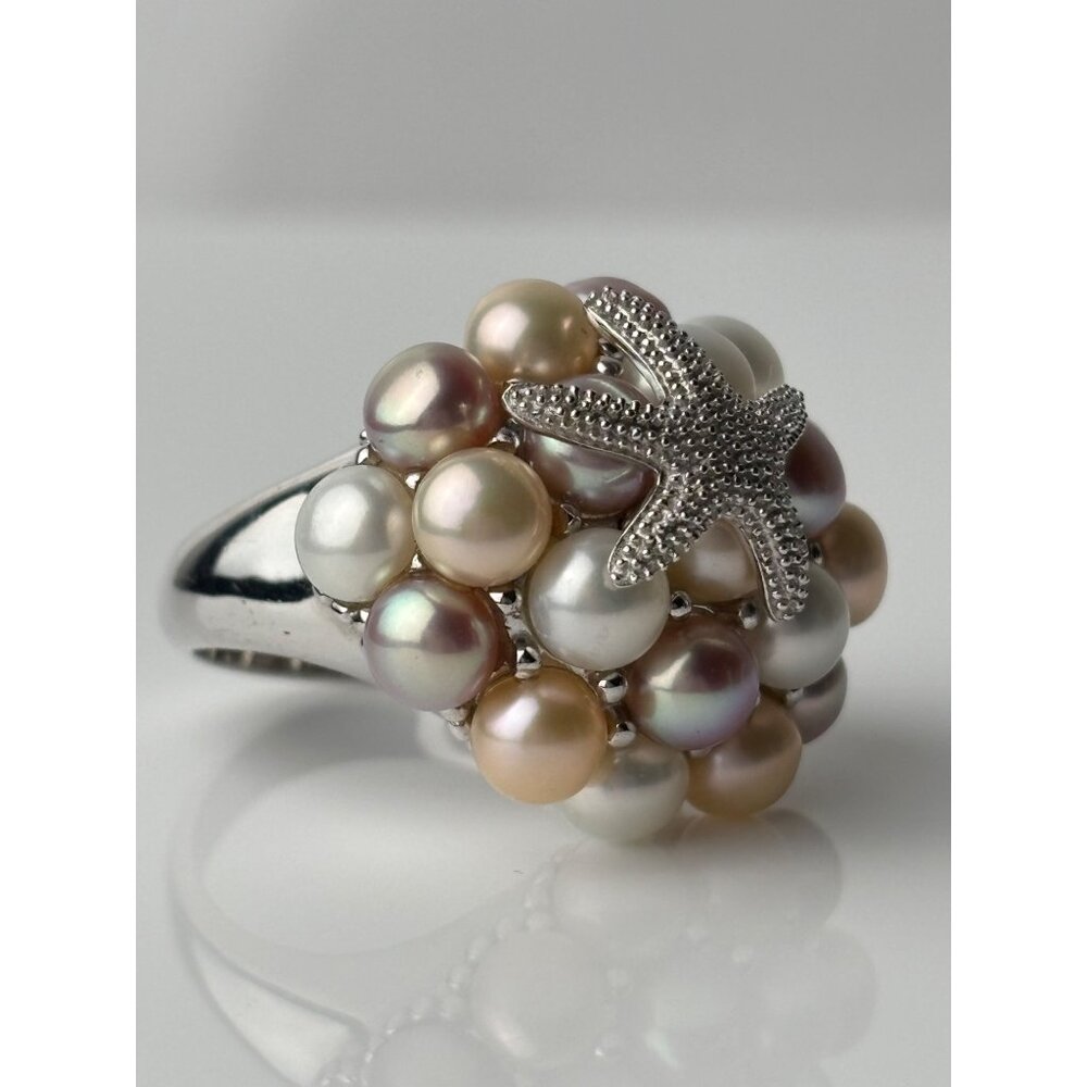 Honora Sterling Silver Cultured Pearl Cluster Starfish Ring (Size 7)